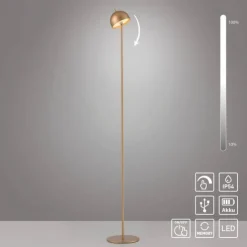 Schöner Wohnen-Kollektion LED Akku Stehleuchte BELLIES, gold, aufladbar, USB-Ladekabel