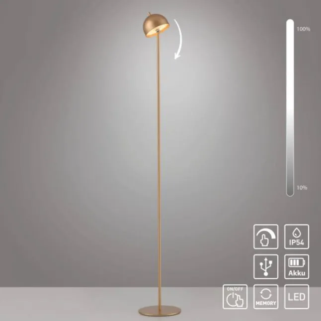 Schöner Wohnen-Kollektion LED Akku Stehleuchte BELLIES, gold, aufladbar, USB-Ladekabel