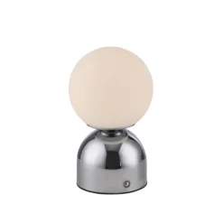 Schöner Wohnen-Kollektion LED Akku Tischleuchte RUDI, chrom, USB-Ladekabel