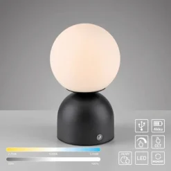 Schöner Wohnen-Kollektion LED Akku Tischleuchte RUDI, schwarz, USB-Ladekabel