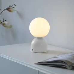 Schöner Wohnen-Kollektion LED Akku Tischleuchte RUDI, weiss, USB-Ladekabel