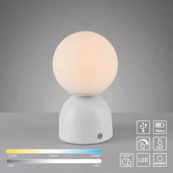 Schöner Wohnen-Kollektion LED Akku Tischleuchte RUDI, weiss, USB-Ladekabel