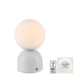 Schöner Wohnen-Kollektion LED Akku Tischleuchte RUDI, weiss, USB-Ladekabel