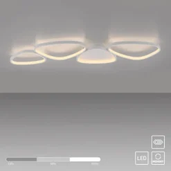 Schöner Wohnen-Kollektion LED Deckenleuchte PEBBLES, weiss, dimmbar, länglich