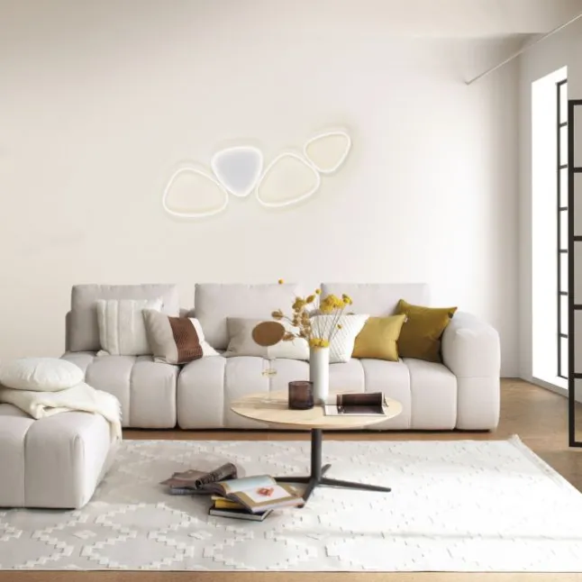 Schöner Wohnen-Kollektion LED Deckenleuchte PEBBLES, weiss, dimmbar, länglich