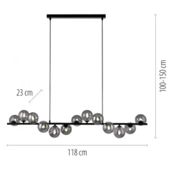 Schöner Wohnen-Kollektion Pendelleuchte DUBAI, schwarz, Rauchglas, höhenverstellbar