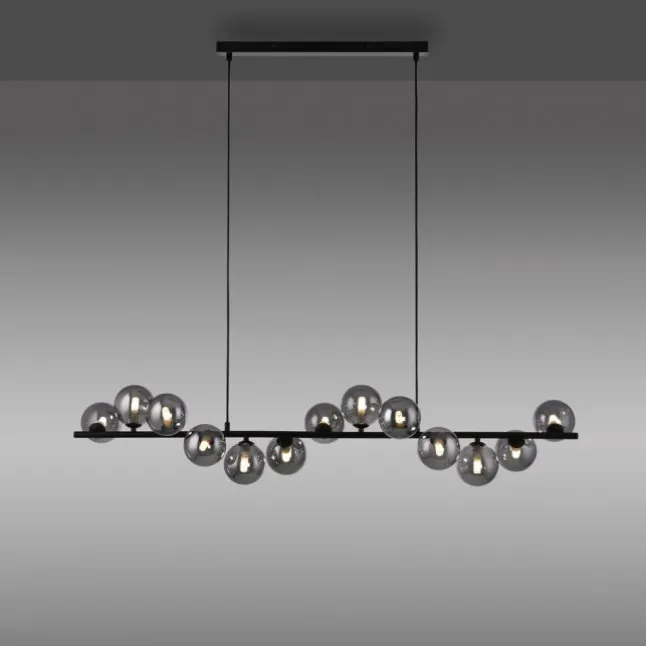 Schöner Wohnen-Kollektion Pendelleuchte DUBAI, schwarz, Rauchglas, höhenverstellbar