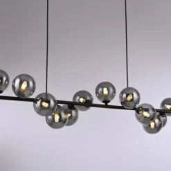 Schöner Wohnen-Kollektion Pendelleuchte DUBAI, schwarz, Rauchglas, höhenverstellbar