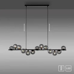Schöner Wohnen-Kollektion Pendelleuchte DUBAI, schwarz, Rauchglas, höhenverstellbar