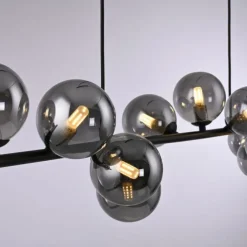 Schöner Wohnen-Kollektion Pendelleuchte DUBAI, schwarz, Rauchglas, höhenverstellbar