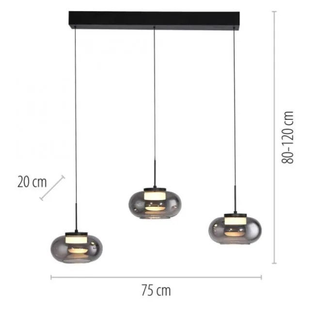 Schöner Wohnen-Kollektion Pendeleuchte SIA schwarz, 3-flammig, dimmbar, SimplyDim, höhenverstellbar
