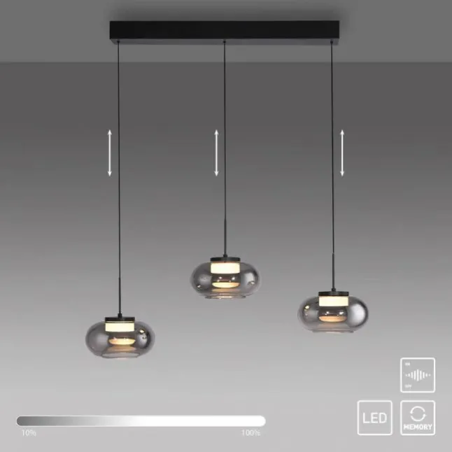 Schöner Wohnen-Kollektion Pendeleuchte SIA schwarz, 3-flammig, dimmbar, SimplyDim, höhenverstellbar
