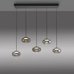 Schöner Wohnen-Kollektion Pendelleuchte SIA schwarz, 5-flammig, Rauchglas, dimmbar