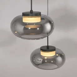 Schöner Wohnen-Kollektion Pendelleuchte SIA schwarz, 5-flammig, Rauchglas, dimmbar