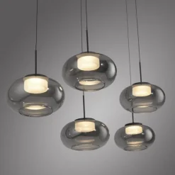 Schöner Wohnen-Kollektion Pendelleuchte SIA schwarz, 5-flammig, Rauchglas, dimmbar