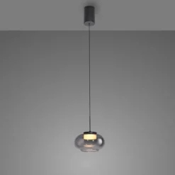 Schöner Wohnen-Kollektion Pendelleuchte SIA schwarz, Rauchglas, dimmbar