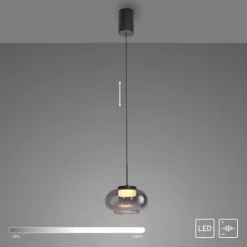 Schöner Wohnen-Kollektion Pendelleuchte SIA schwarz, Rauchglas, dimmbar