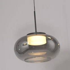 Schöner Wohnen-Kollektion Pendelleuchte SIA schwarz, Rauchglas, dimmbar