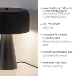 Schöner Wohnen-Kollektion Tischleuchte PENTO, schwarz, 1,5 m Kabel