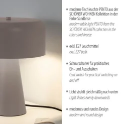 Schöner Wohnen-Kollektion Tischleuchte PENTO, sandfarben, 1,5 m Kabellänge