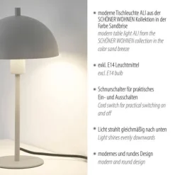 Schöner Wohnen-Kollektion Tischleuchte ALI, sandfarben, 1,5 m Kabellänge