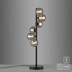 Schöner Wohnen-Kollektion Tischleuchte DUBAI, schwarz, Rauchglas, Schnurschalter