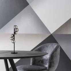 Schöner Wohnen-Kollektion Tischleuchte DUBAI, schwarz, Rauchglas, Schnurschalter