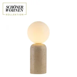 Schöner Wohnen-Kollektion Tischleuchte TRAVENTA, sandfarben, Travertin-Optik, E27 Leuchtmittel wählbar