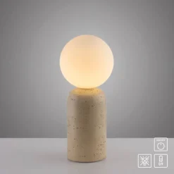 Schöner Wohnen-Kollektion Tischleuchte TRAVENTA, sandfarben, Travertin-Optik, E27 Leuchtmittel wählbar