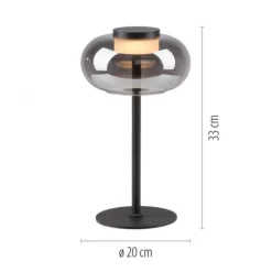 Schöner Wohnen-Kollektion Tischleuchte SIA schwarz, Rauchglas, Schnurschalter