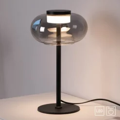 Schöner Wohnen-Kollektion Tischleuchte SIA schwarz, Rauchglas, Schnurschalter