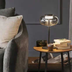 Schöner Wohnen-Kollektion Tischleuchte SIA schwarz, Rauchglas, Schnurschalter