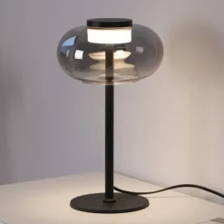 Schöner Wohnen-Kollektion Tischleuchte SIA schwarz, Rauchglas, Schnurschalter