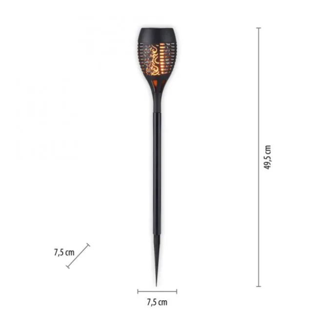 Solarfackel,Erdspießleuchte, schwarz, 3er Set mit Flammeneffekt