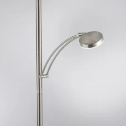 Stehleuchte, Deckenfluter, Leseleuchte, stahlfarben, Dimmfunktion, modern
