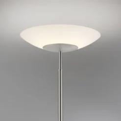 Stehleuchte, Deckenfluter, Leseleuchte, stahlfarben, Dimmfunktion, modern