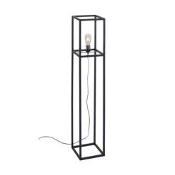 Stehleuchte, schwarz, Retro-Stil, moderne Cage-Optik, inkl. Fußschalter