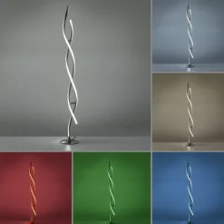 Stehleuchte, stahlfarben, RGB, Fernbedienung, dimmbar, App