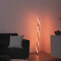 Stehleuchte, stahlfarben, RGB, Fernbedienung, dimmbar, App