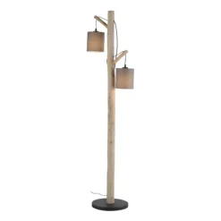 Stehleuchte, taupe, Holzoptik