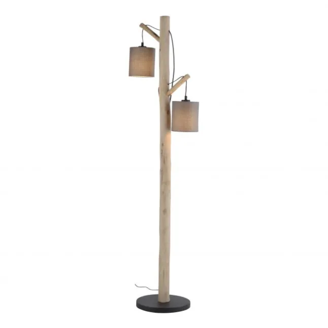 Stehleuchte, taupe, Holzoptik