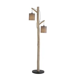 Stehleuchte, taupe, Holzoptik