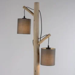 Stehleuchte, taupe, Holzoptik