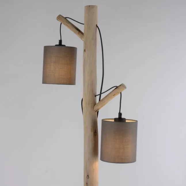 Stehleuchte, taupe, Holzoptik