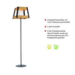 Stehleuchte, Vintage, Holz + Eisen, rustikales Design, E27 Fassung, modern