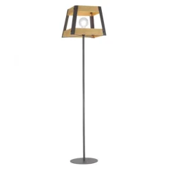 Stehleuchte, Vintage, Holz + Eisen, rustikales Design, E27 Fassung, modern
