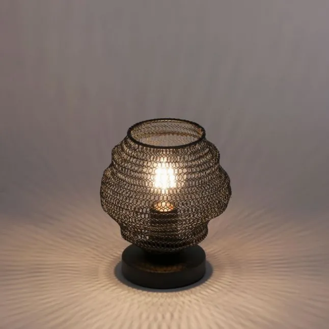 Tischlampe in angesagter schwarzer Netzoptik im Industrial Design
