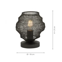 Tischlampe in angesagter schwarzer Netzoptik im Industrial Design