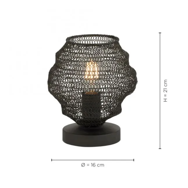 Tischlampe in angesagter schwarzer Netzoptik im Industrial Design