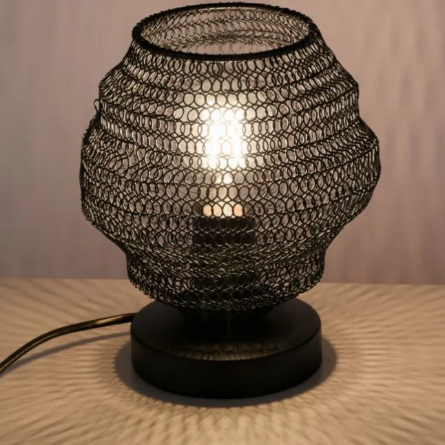 Tischlampe in angesagter schwarzer Netzoptik im Industrial Design